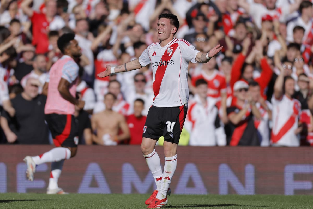Franco Mastantuono en River. Foto: EFE/Juan Ignacio Roncoroni.
