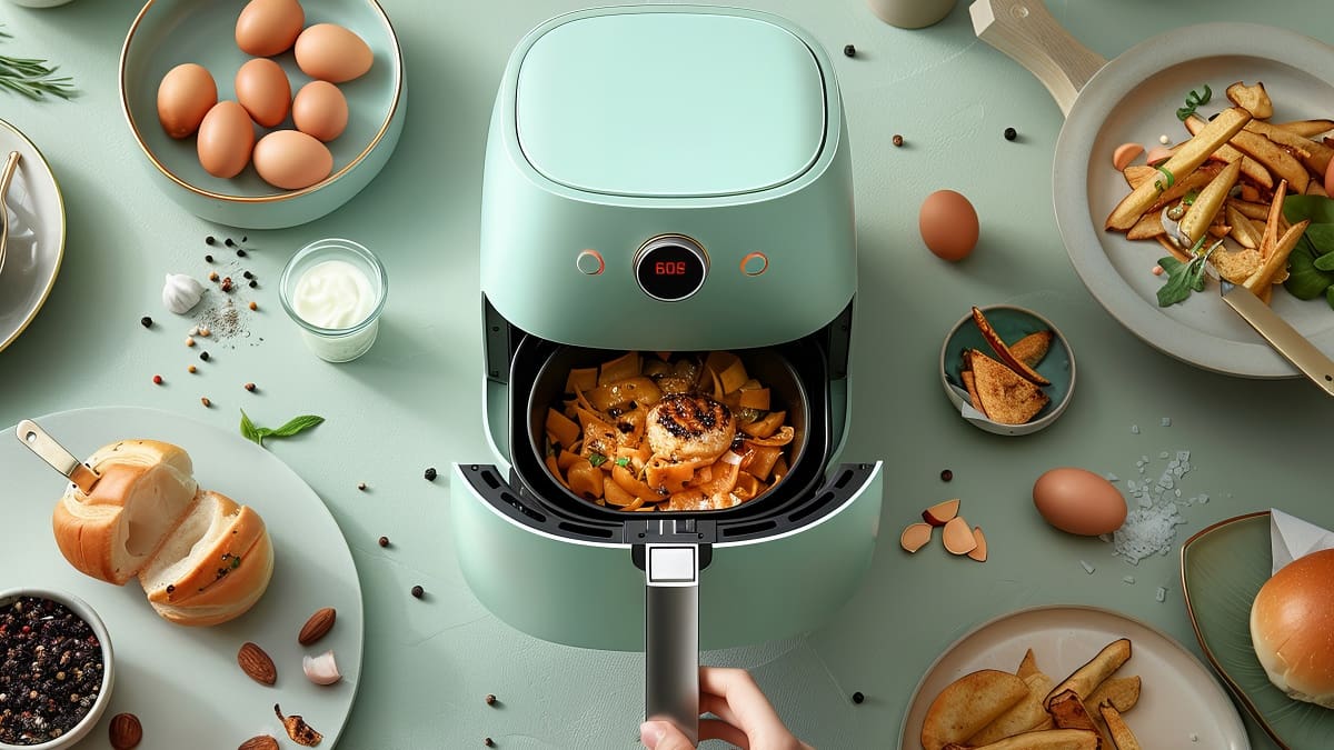 El truco con percarbonato de sodio que deja la freidora de aire como nueva y elimina la grasa en cuestión de minutos