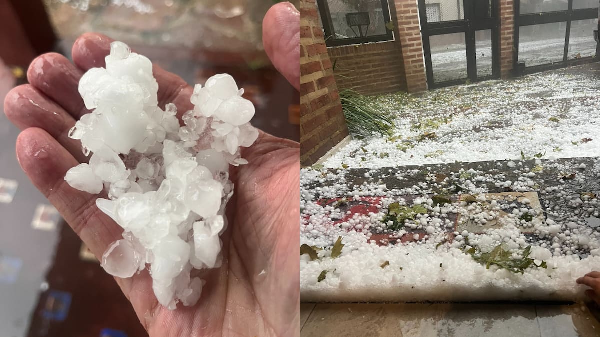 Fuerte granizo en Buenos Aires. Fotos: redes sociales.