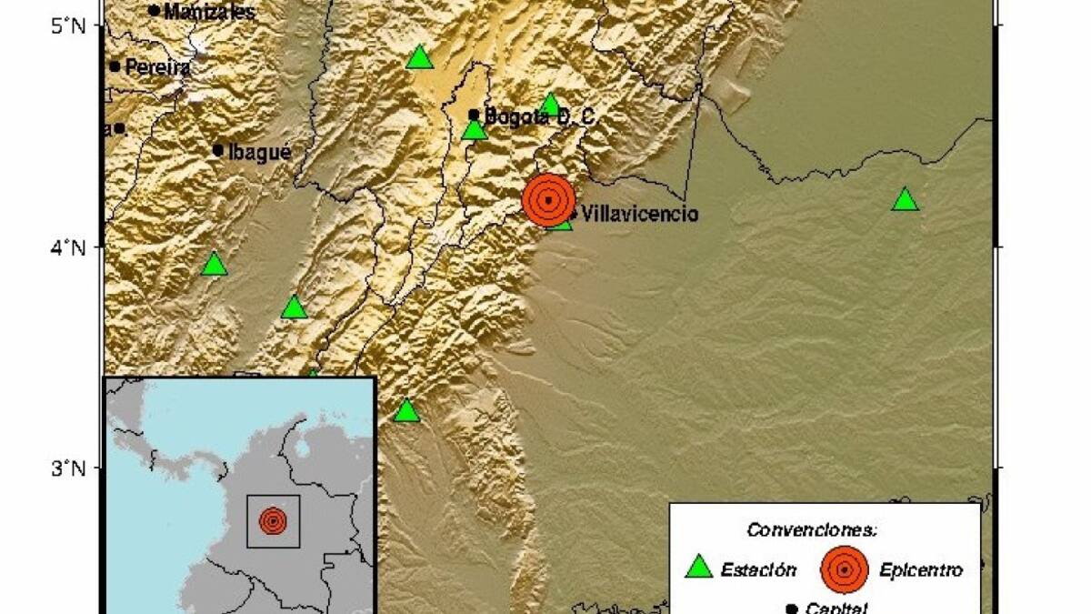 Fuerte sismo en Colombia. Foto: Servicio Geológico Colombiano.