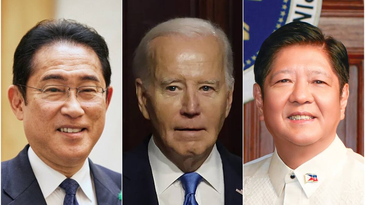 Fumio Kishida, de Japón, Joe Biden (EEUU) y Ferdinand Marcos jr., de Filipinas