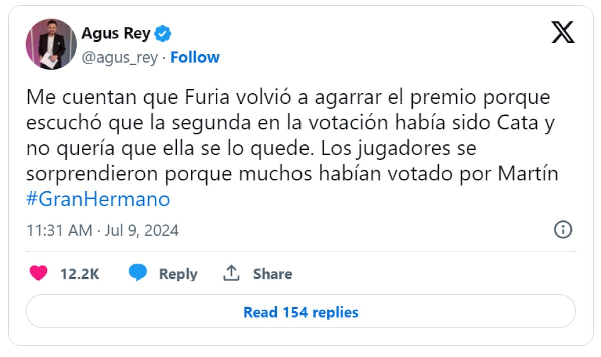 Furia se habría quedado con el premio. Foto: X.