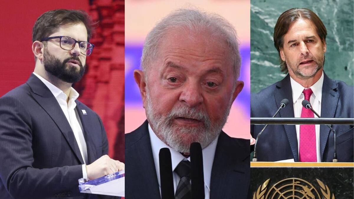 Gabriel Boric, Lacalle Pou y Boric. Foto: Efe y Reuters