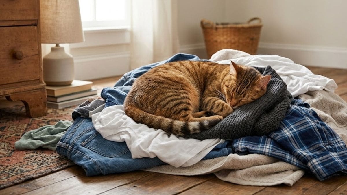Por qué tu gato duerme sobre la ropa sucia, según los expertos en comportamiento animal