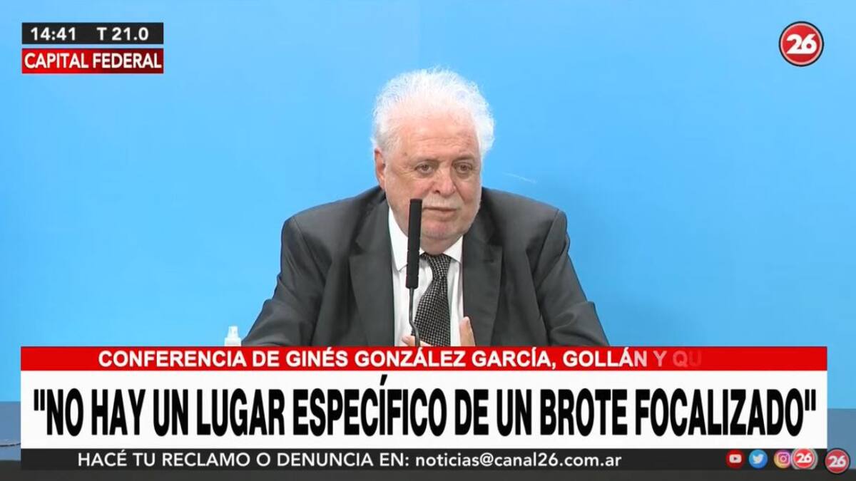 Ginés González García, ministro de Salud, conferencia, Canal 26