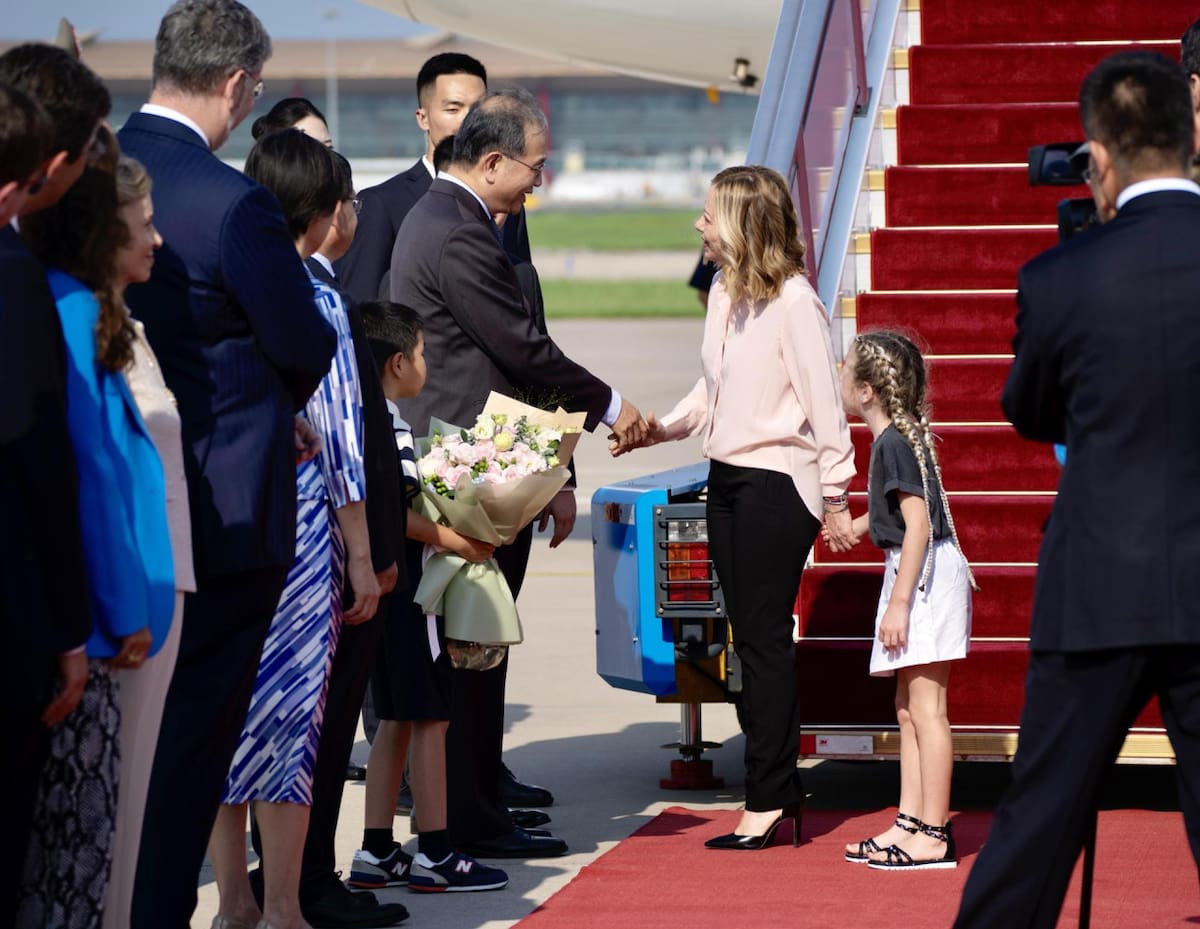 Giorgia Meloni en China. Foto: EFE