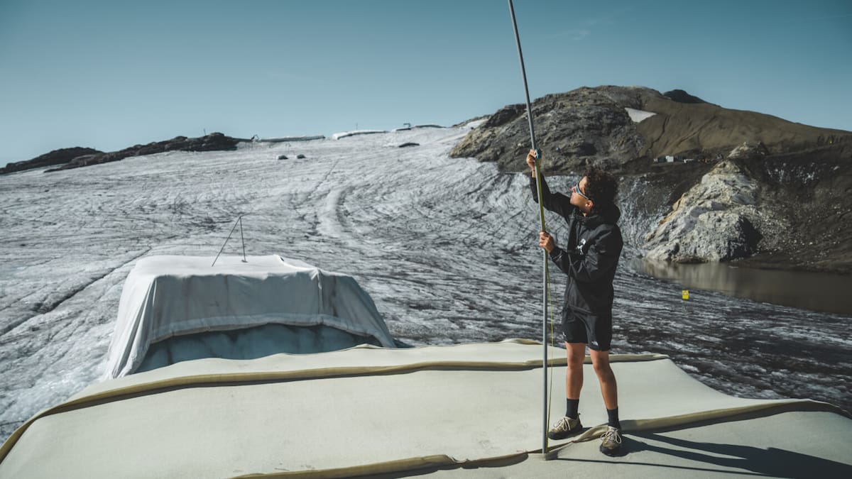 Estudiantes suizos tapan un glaciar de los Alpes con 200 m2 de lana de oveja: tres meses después, logran frenar su deshielo en más de un 50%