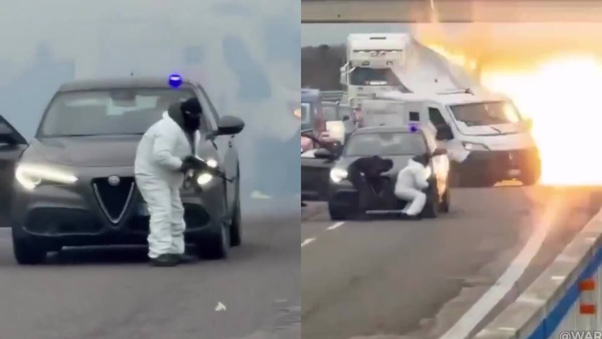 Un impresionante golpe comando en Italia provocó explosiones, tiroteos y un violento robo a un camión blindado: el impactante video
