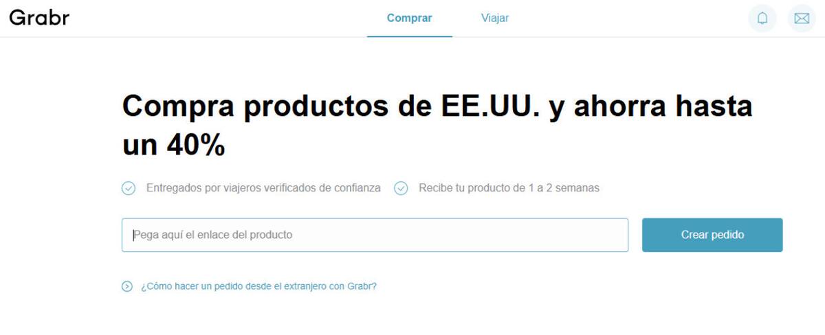 Grabr, plataforma de compras. Foto grabr.io/es/order