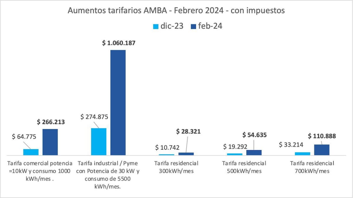 Gráfico del Observatorio de Tarifas del Instituto Interdisciplinario de Economía Política (IIEP).