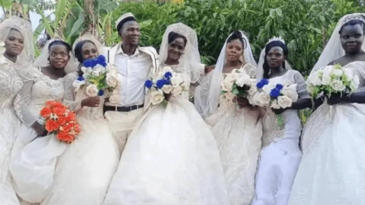 Habib junto a sus siete esposas. Foto: X @bcos_tv