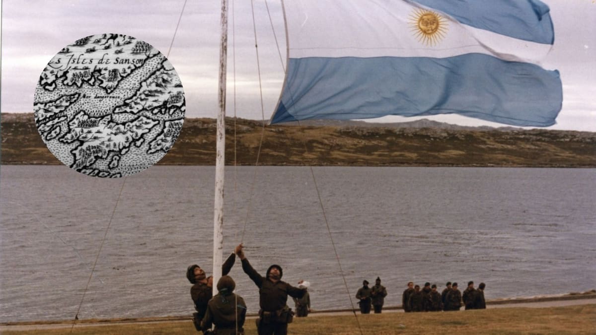Bandera argentina en Malvinas