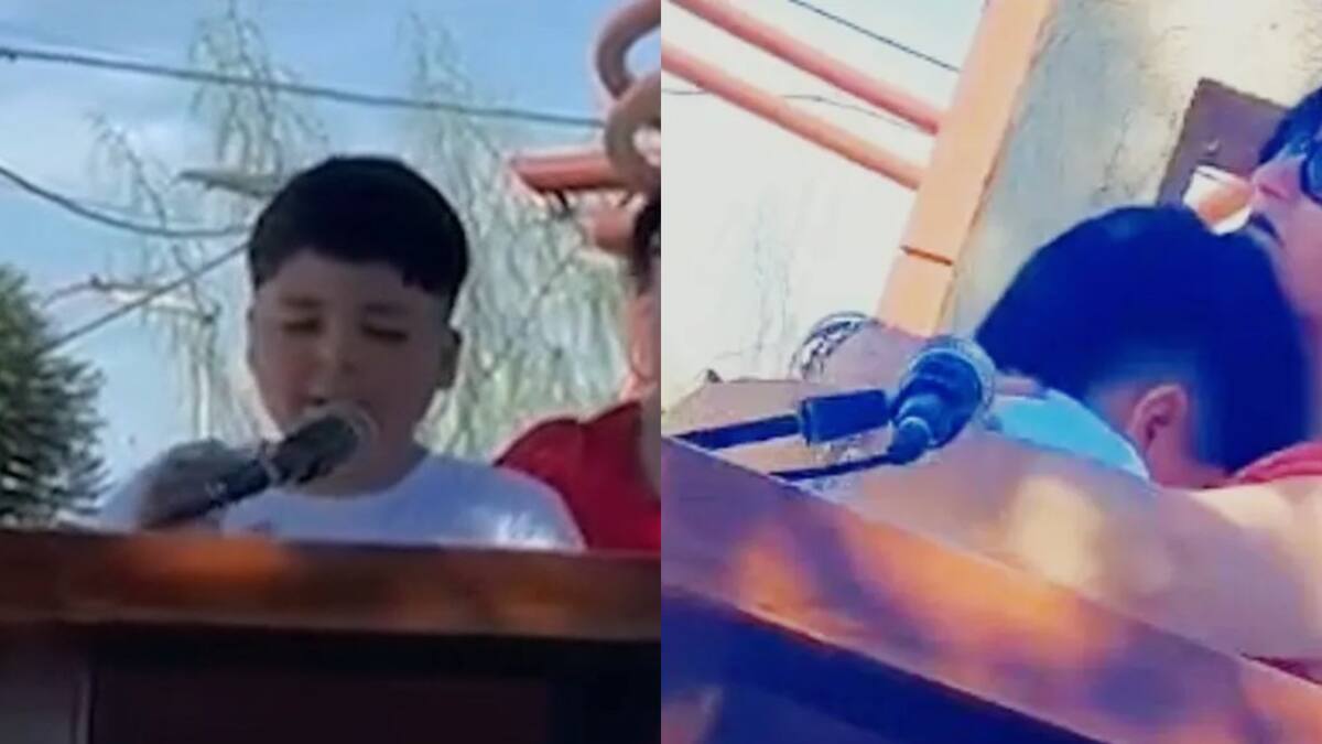 El llanto de Lorenzo en el acto del 2 de abril: el homenaje al abuelo excombatiente de Malvinas que conmovió a todos