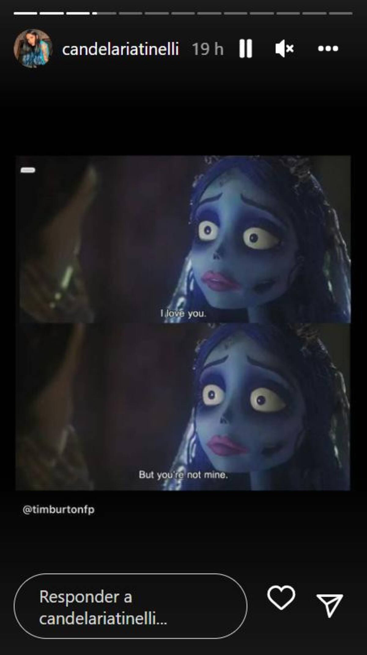 Historia de Instagram de Cande. Foto: Instagram/candelariatinelli