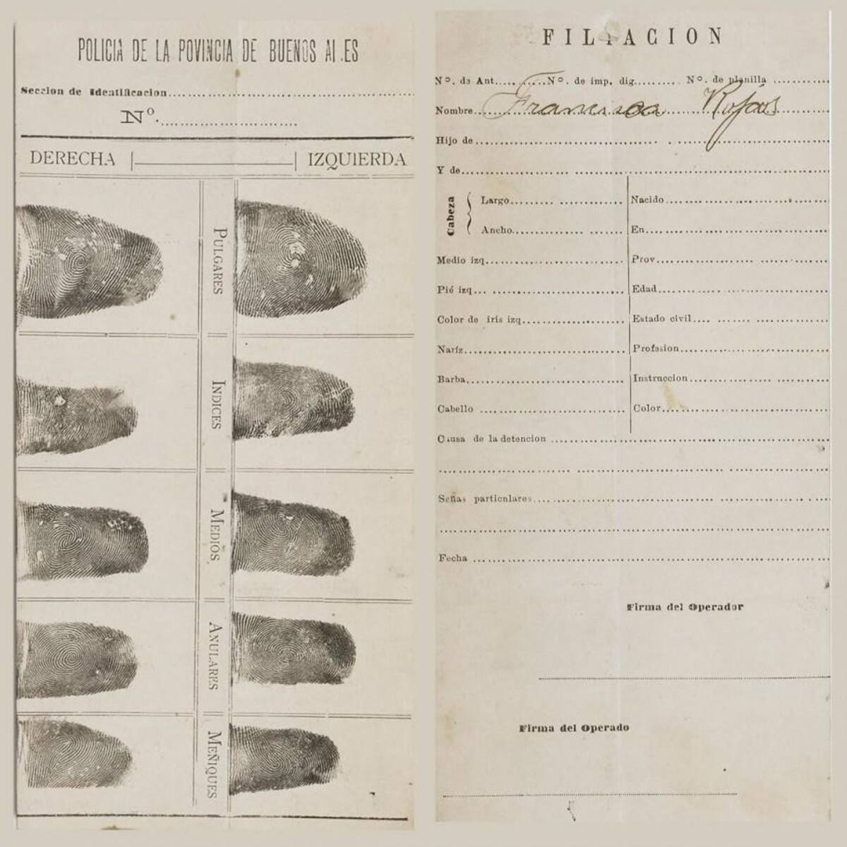 Huellas dactilares de Francisca Rojas