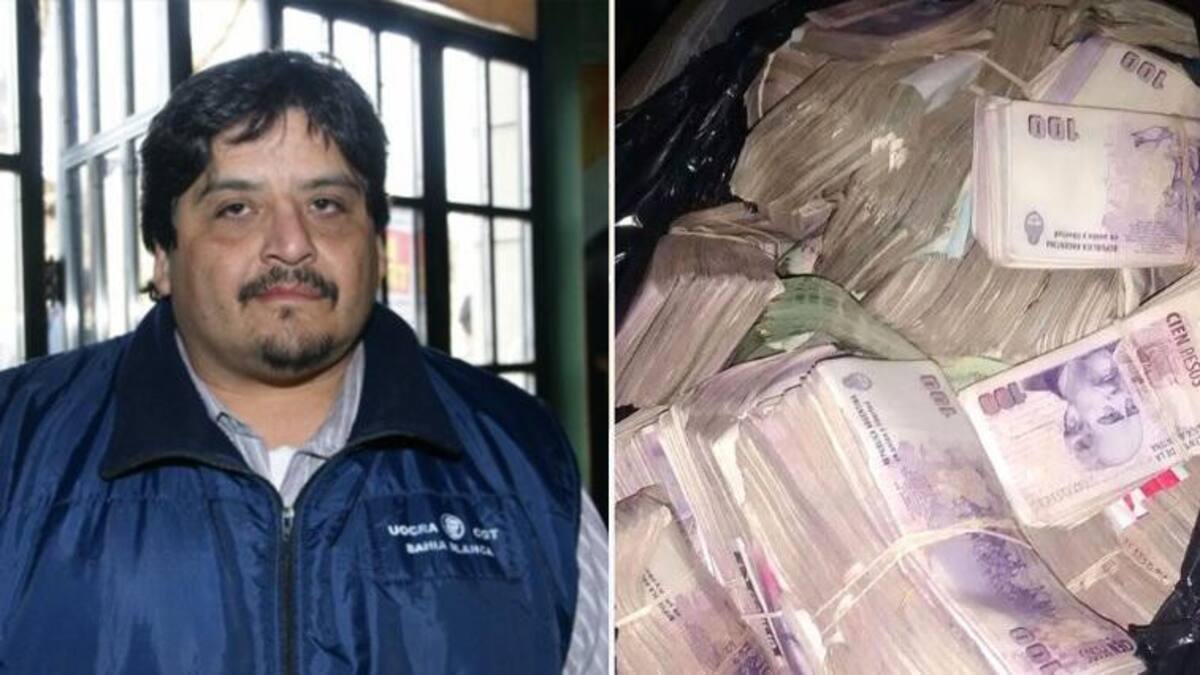 Humberto Monteros y dinero hallado en sede de UOCRA Bahia Blanca