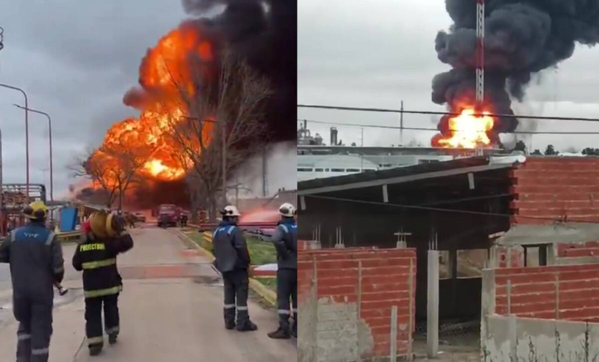Incendio en la refinería de YPF en Ensenada.