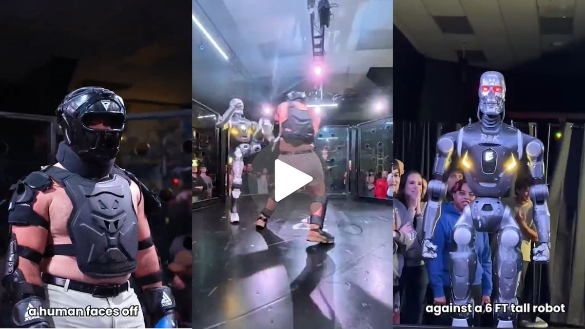 Video: un influencer se animó a pelear contra un robot de 100.000 dólares y terminó en la lona tras una patada