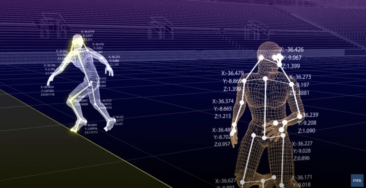 Inteligencia artificial para detectar offside en el Mundial de Qatar. Foto: Captura de video.