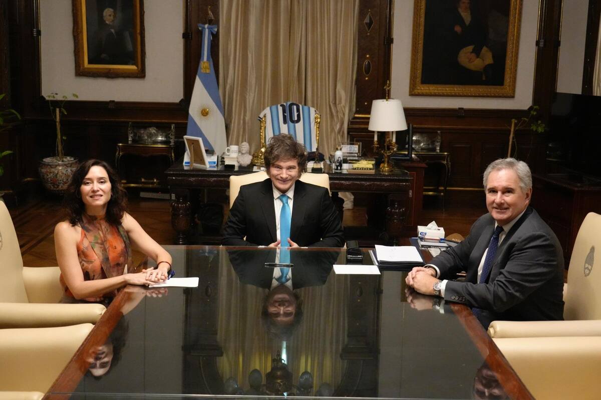 Isabel Díaz Ayuso, Javier Milei y Pablo Quirno