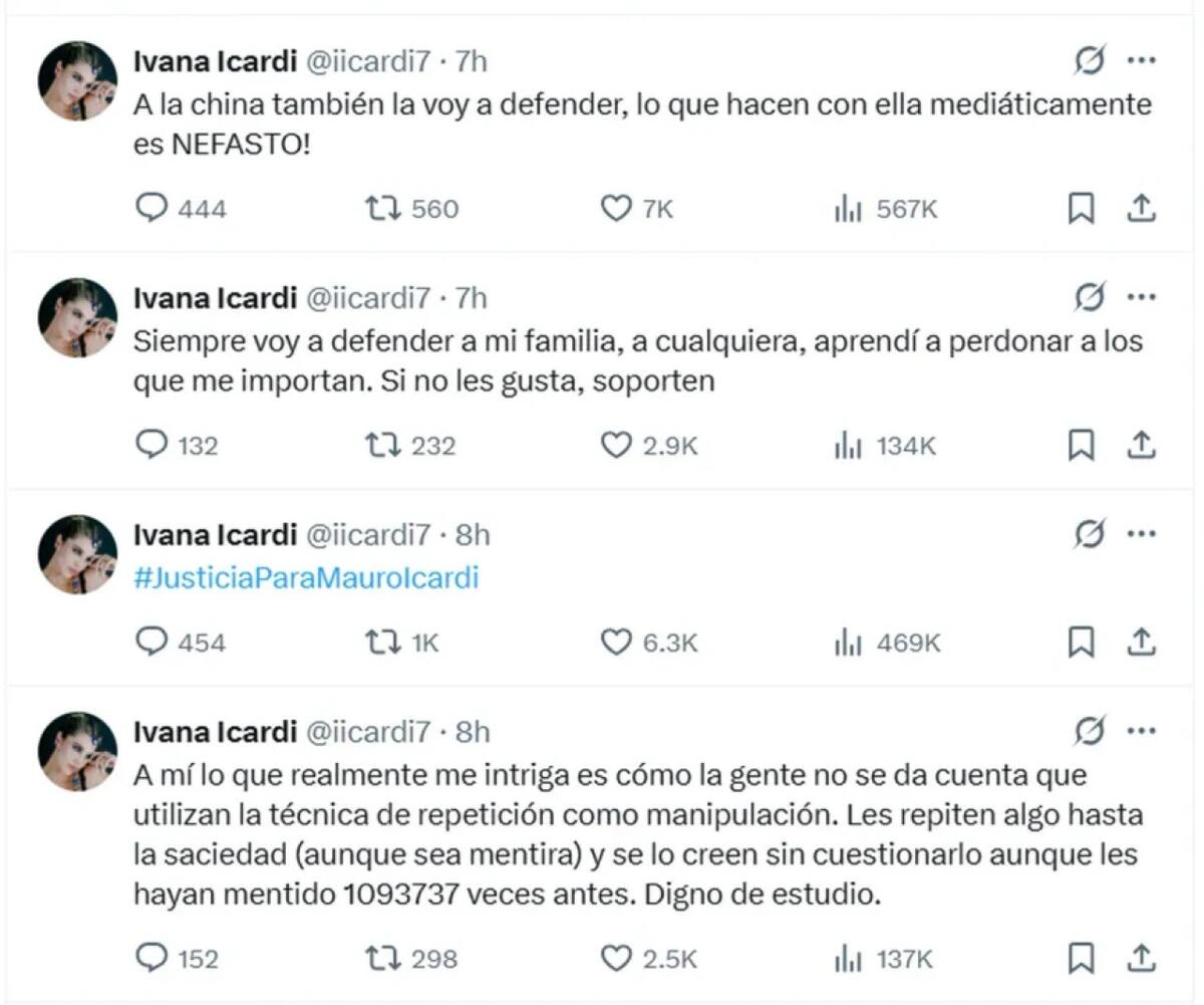 Ivana Icardi defendió a su hermano Mauro. Foto: X.