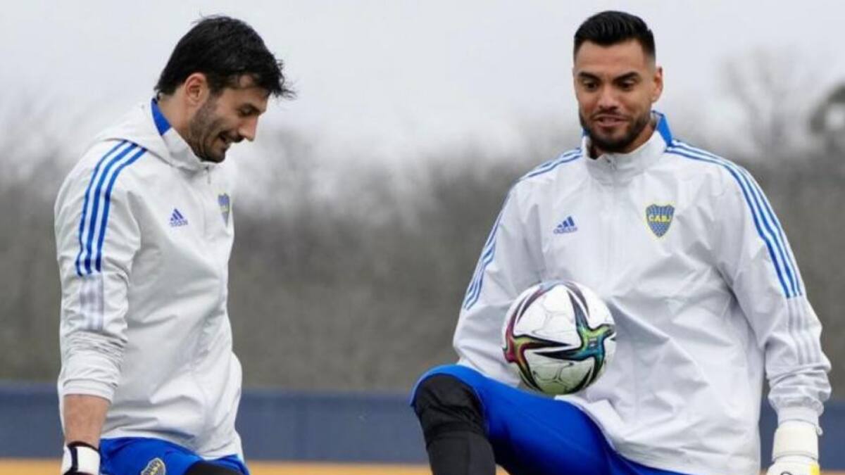 Javier García y Sergio Romero en Boca. Foto: NA.