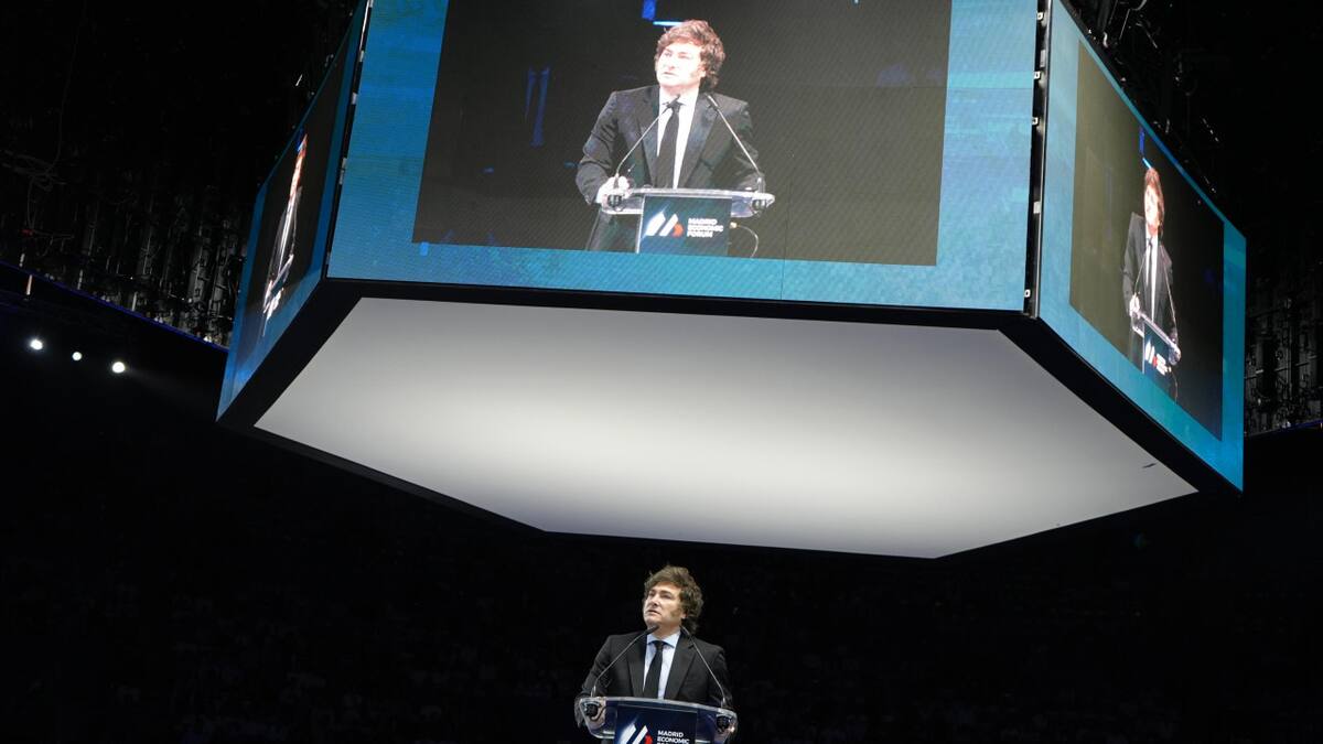 Javier Milei en el Foro Económico de Madrid. Foto: Presidencia