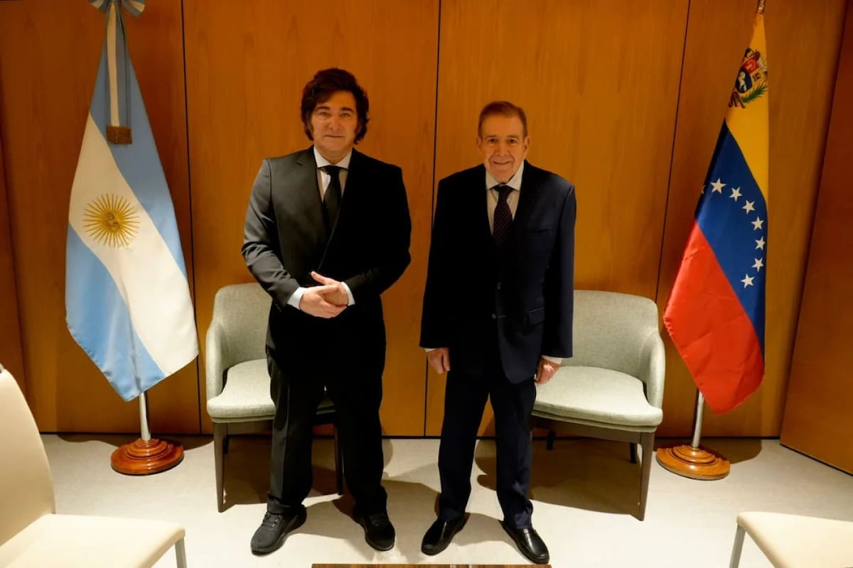 Javier Milei junto a Edmundo González Urrutia. Foto: NA.