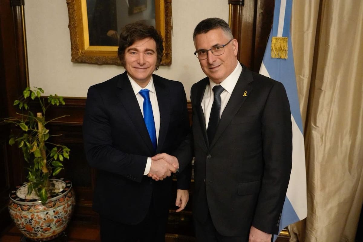 Javier Milei y el canciller de Israel Gideon Sa’ar