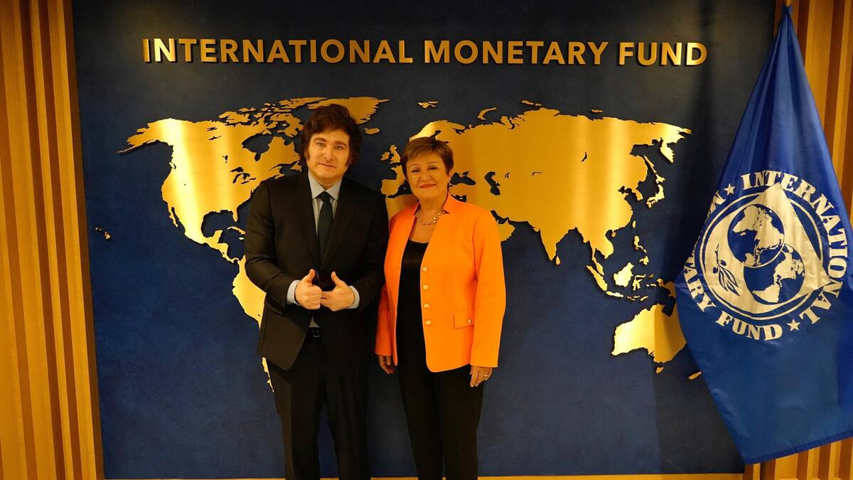 Javier Milei se reunió con la directora gerente del FMI, Kristalina Georgieva. Foto: Presidencia