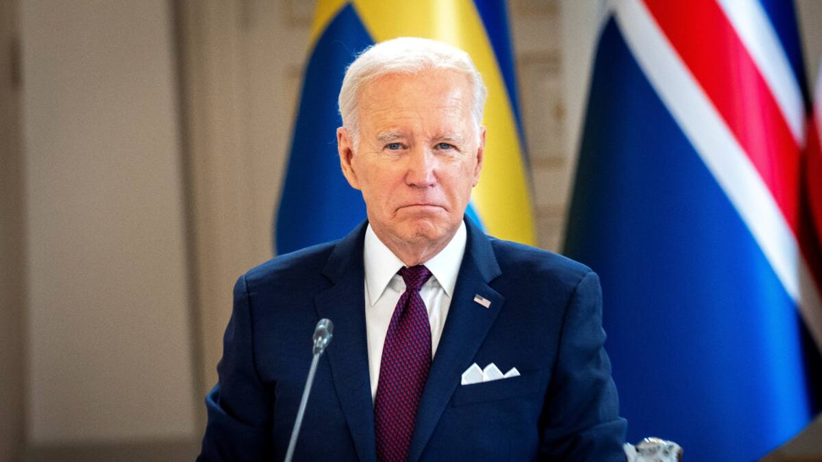 Joe Biden en el Palacio Presidencial de Helsinki, Finlandia. Foto: Reuters.