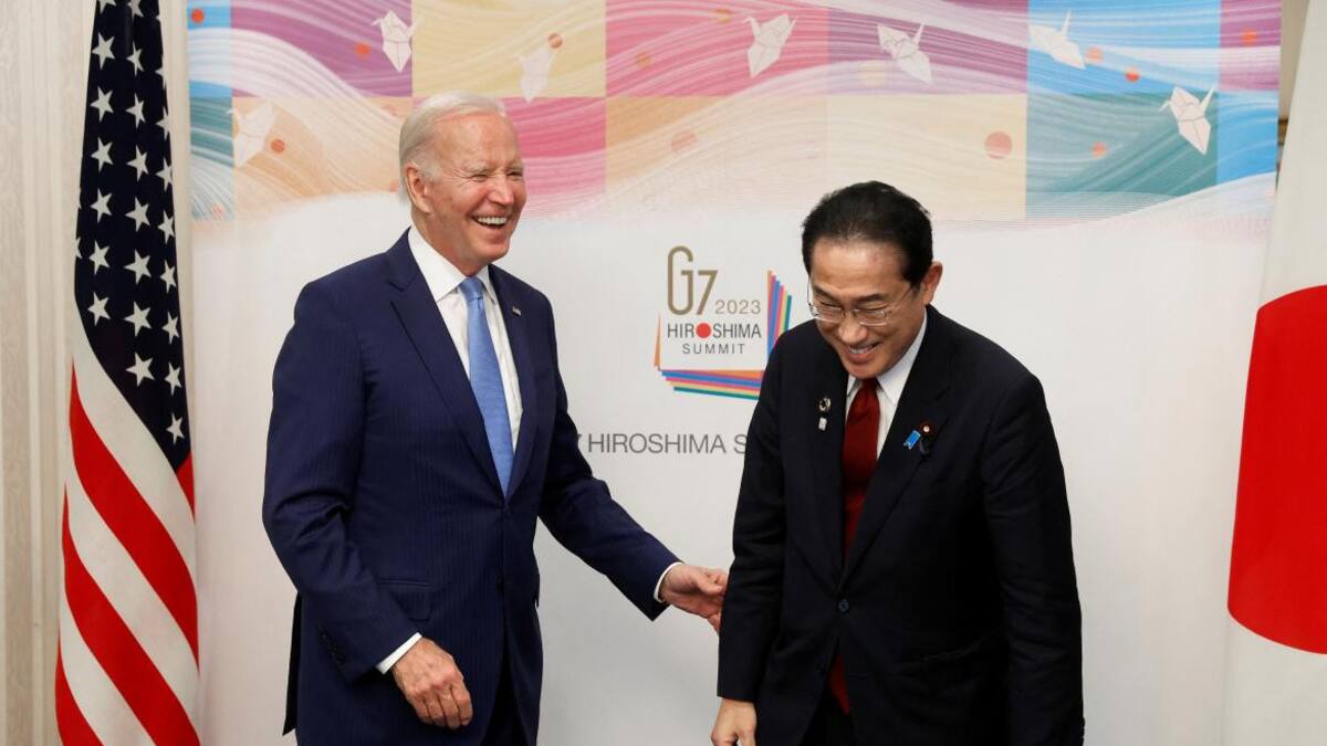 Joe Biden y Fumio Kishida, G7 en Hiroshima, Foto Reuters
