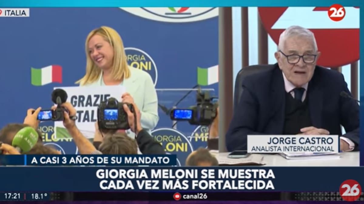 Jorge Castro en Canal 26: a tres años de su mandato, el balance del liderazgo de Giorgia Meloni en Italia