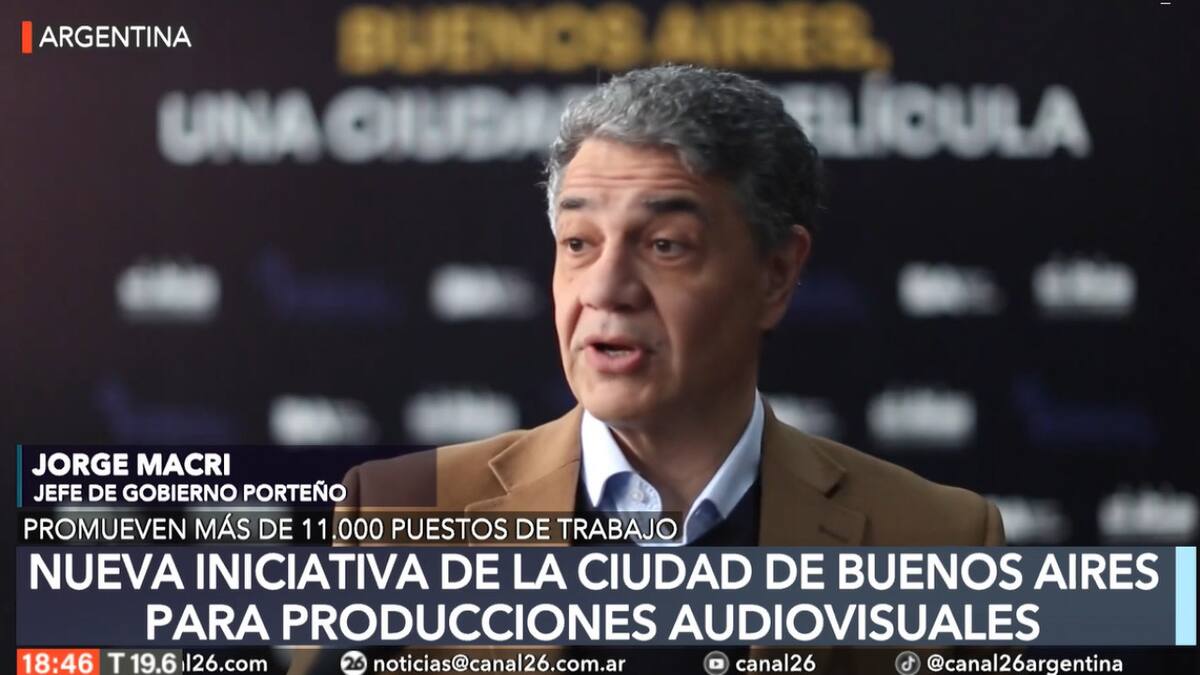 Jorge Macri presentó la promoción de las producciones internacionales audiovisuales. Foto: Canal 26.