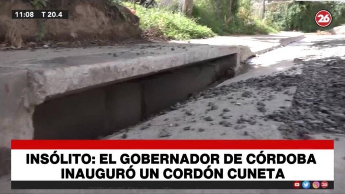 Juan Schiaretti, gobernador de Córdoba, inauguró un cordón cuneta, CANAL 26