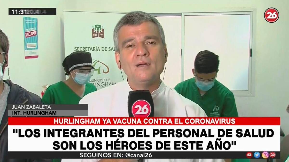 Juan Zabaleta, intendente de Hurlingham, vacunas contra coronavirus, Canal 26