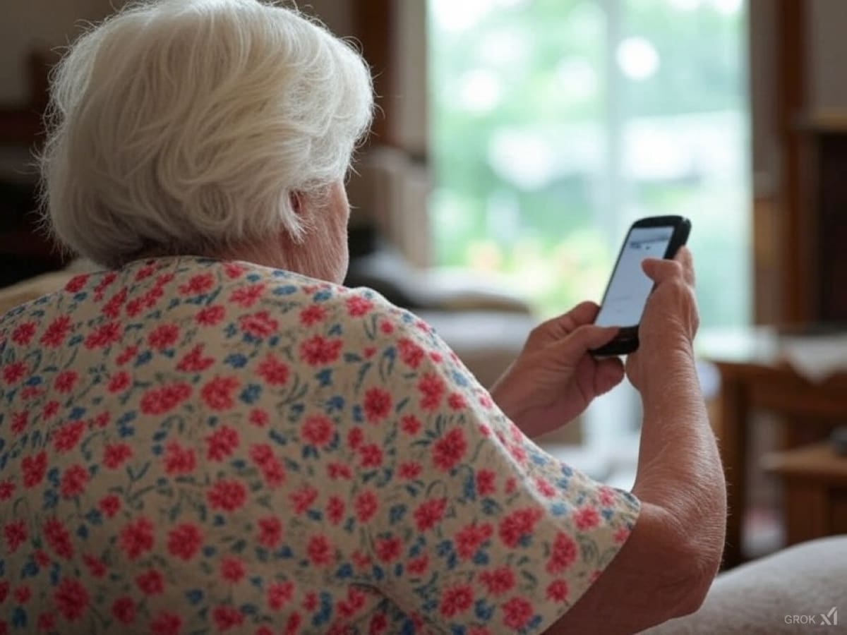 jubilada; llamada telefónica. Foto: Grok.
