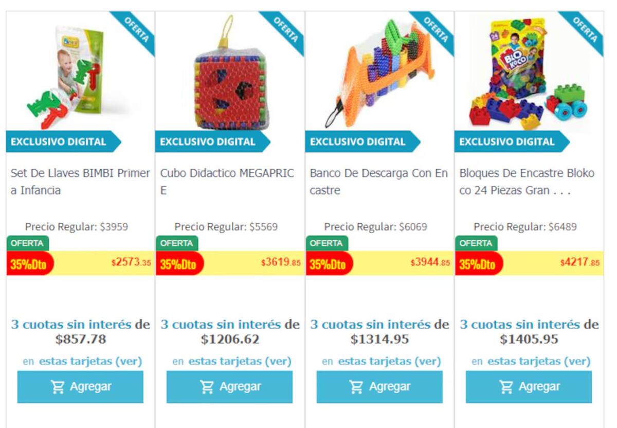 Juguetes en ofertas. Foto: Coto