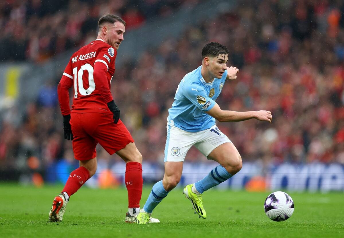 Julián Álvarez; Liverpool vs. Manchester City. Foto: Reuters.