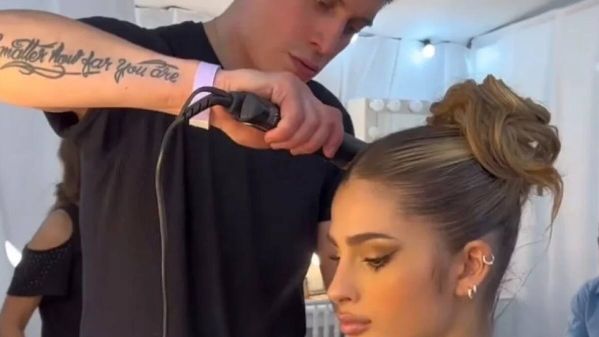 Julieta Poggio en la peluquería de Recoleta donde asesinaron a un colorista. Foto: NA.