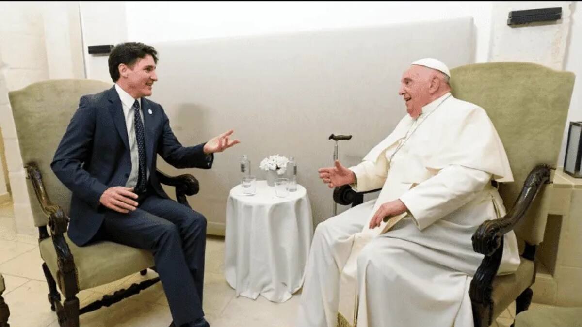 Justin Trudeau en su encuentro con el Papa Francisco. Fuente: EFE