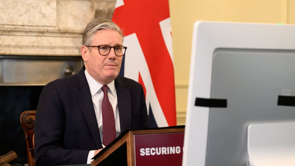 Keir Starmer, primer ministro británico, en la reunión de "Coalición de los Voluntarios". Foto: REUTERS.