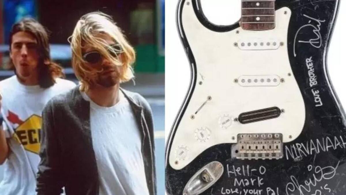 Pagaron una fortuna en una subasta por una guitarra que Kurt Cobain destrozó