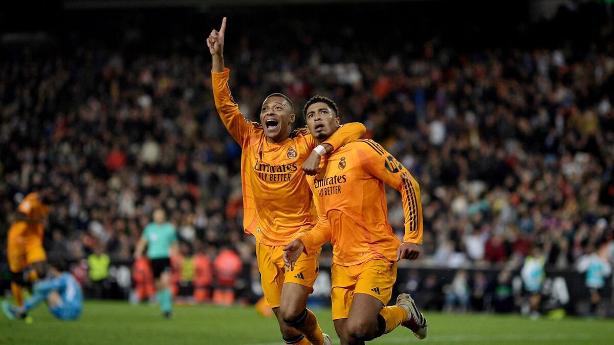 Kylian Mbappé y Jude Bellingham; Real Madrid vs Valencia. Foto: Reuters