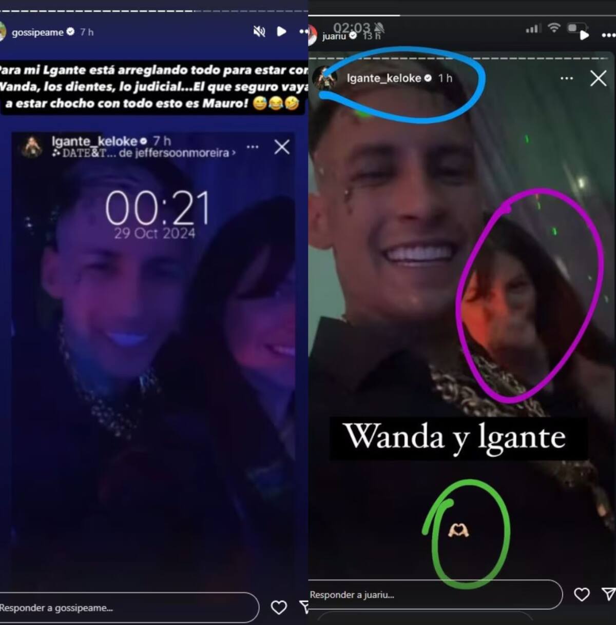 L-Gante celebró con Wanda Nara. (Foto: Captura Instagram /juariu /gossipeame)