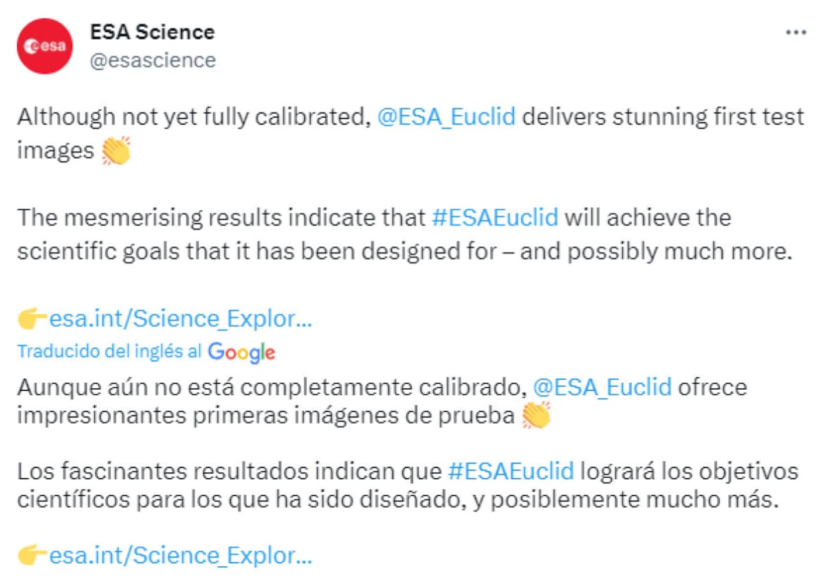 La Agencia Espacial Europea compartió algunas imágenes a través de Twitter.