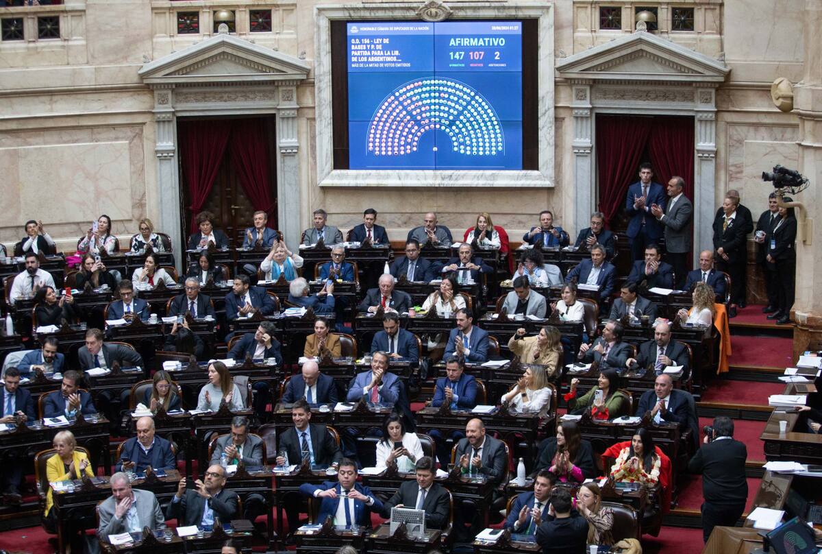 La Cámara de Diputados aprobó la Ley Bases y el paquete fiscal. Foto: NA.