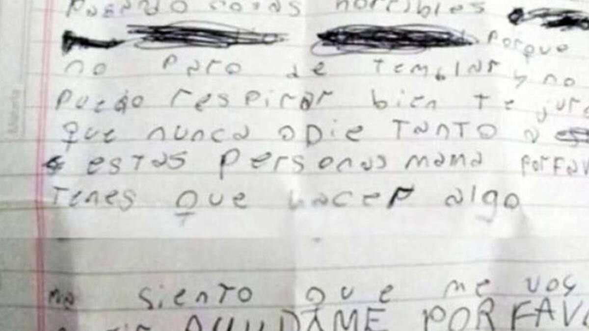 La carta que la nena le escribió a su mamá. Foto: gentileza El Doce