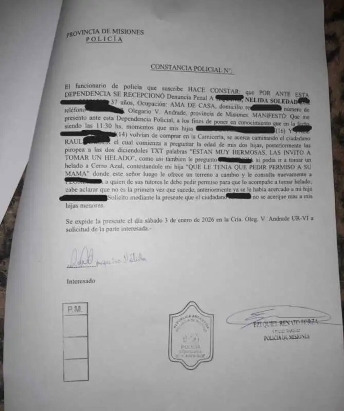 La denuncia formal contra el concejal de Misiones