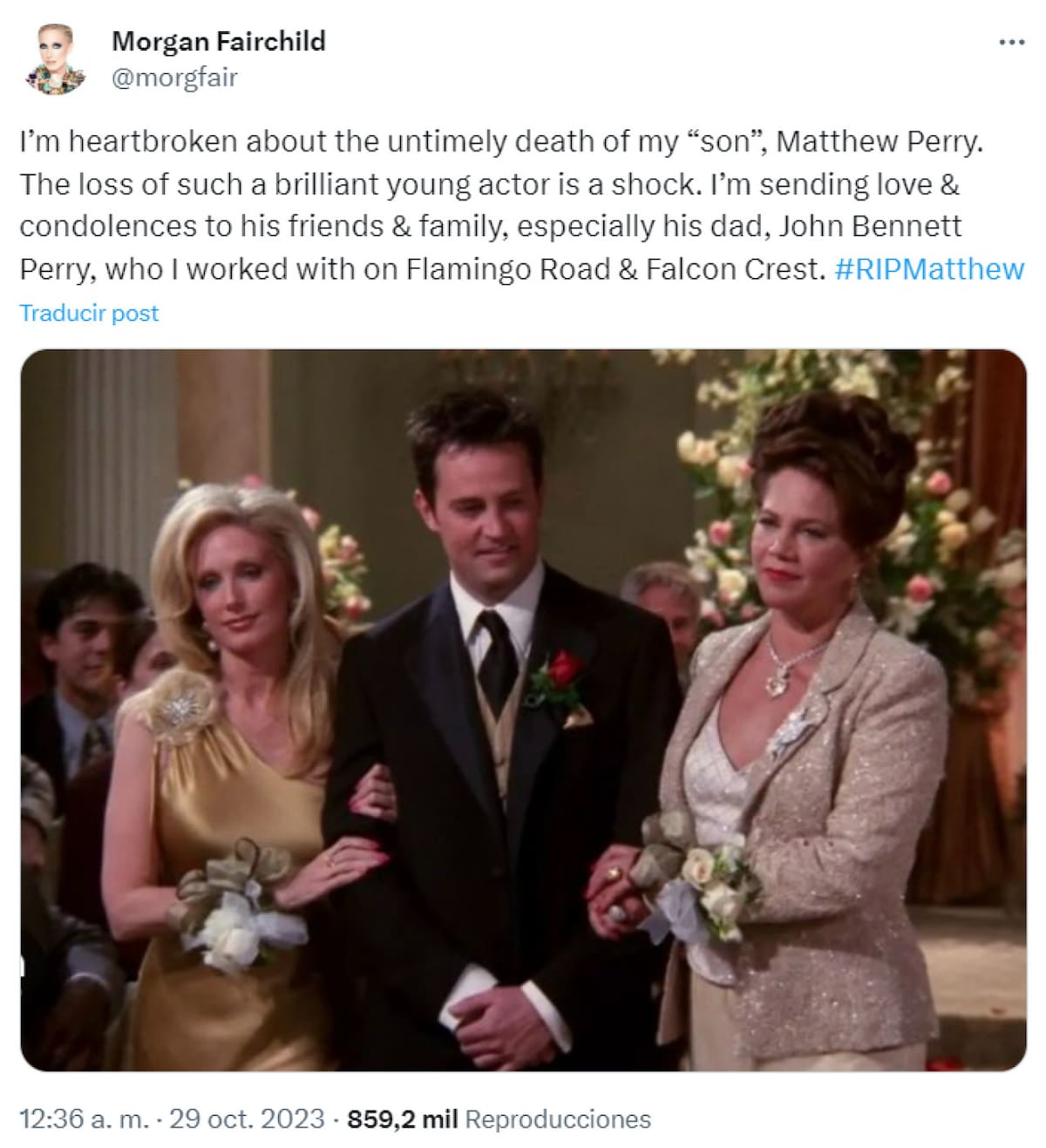La despedida de Morgan Fairchild. Foto: Twitter/morgfair